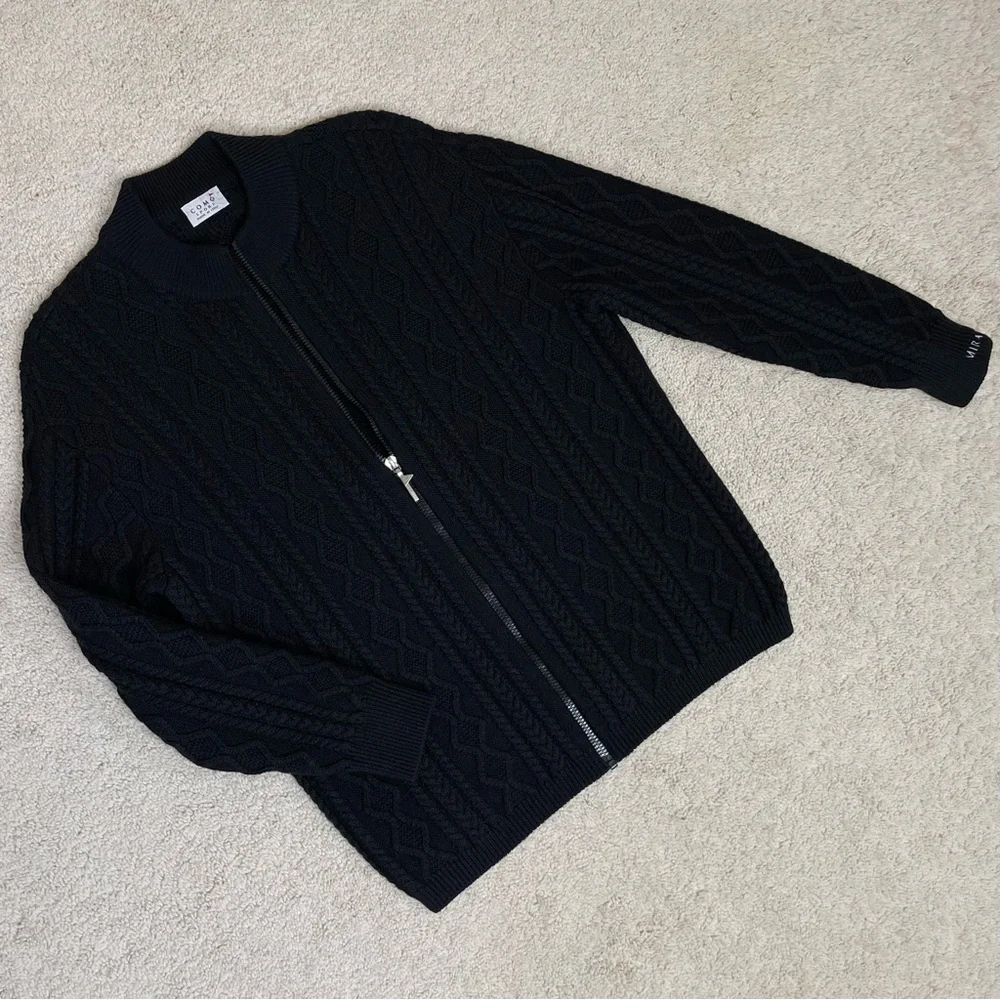 Vintage Como Sport Merino Wool Cable Knit Full Zip Sweater Mirada Made in Italy - Picture 6 of 16